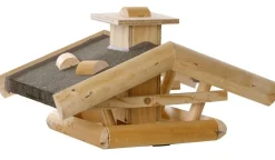 Dehner Natura Premium Futterhaus Rofan, geflammt, inkl. Ständer Alpstein, ca. B84,3/H129,7/T84,3 cm