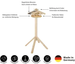 Dehner Natura Premium Futterhaus Wendelstein, natur, inkl. Ständer Alpstein, ca. B76/H142/T55 cm