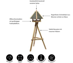 Dehner Natura Premium Futterhaus Achensee, inkl. Ständer Ellmau, ca. B68/H148/T62 cm