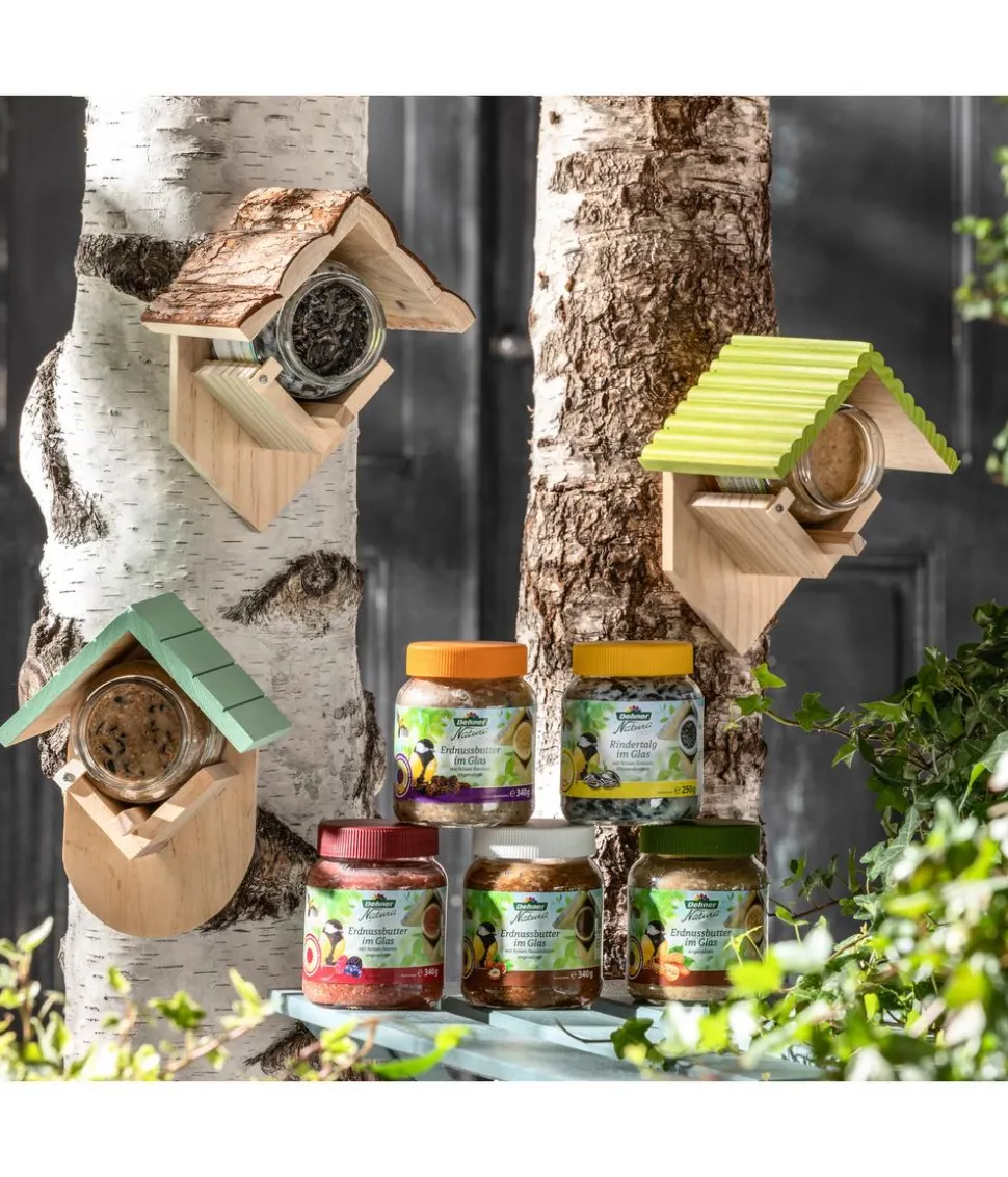 Dehner Natura Premium Wildvogelfutter Erdnussbutter im Glas, Haselnuss, 8 x 340 g