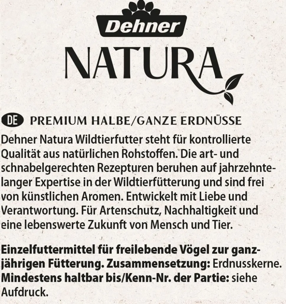 Dehner Natura Premium Wildvogelfutter Halbe/Ganze Erdnüsse
