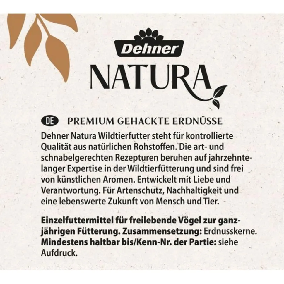 Dehner Natura Premium Wildvogelfutter Gehackte Erdnüsse im Eimer, 5 l