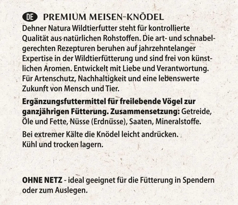 Dehner Natura Premium Wildvogelfutter Meisenknödel im Karton, ohne Netz