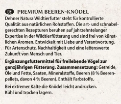 Dehner Natura Premium Wildvogelfutter Beeren-Meisenknödel im Karton, mit Netz, 30 Stk.