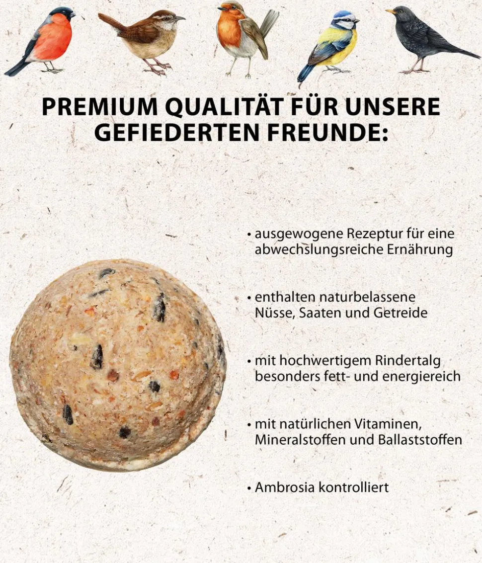 Dehner Natura Premium Wildvogelfutter Riesen-Meisenknödel, mit Netz