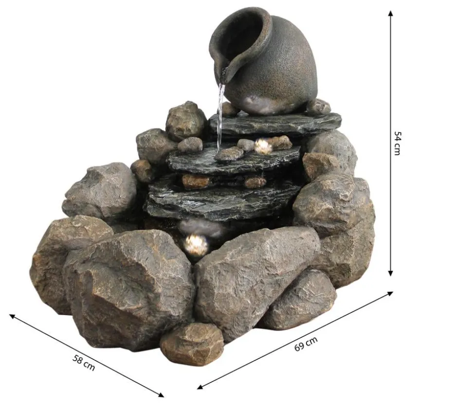 Dehner Polyresin-Gartenbrunnen Soltero, solarfähig, ca. H54,4 cm
