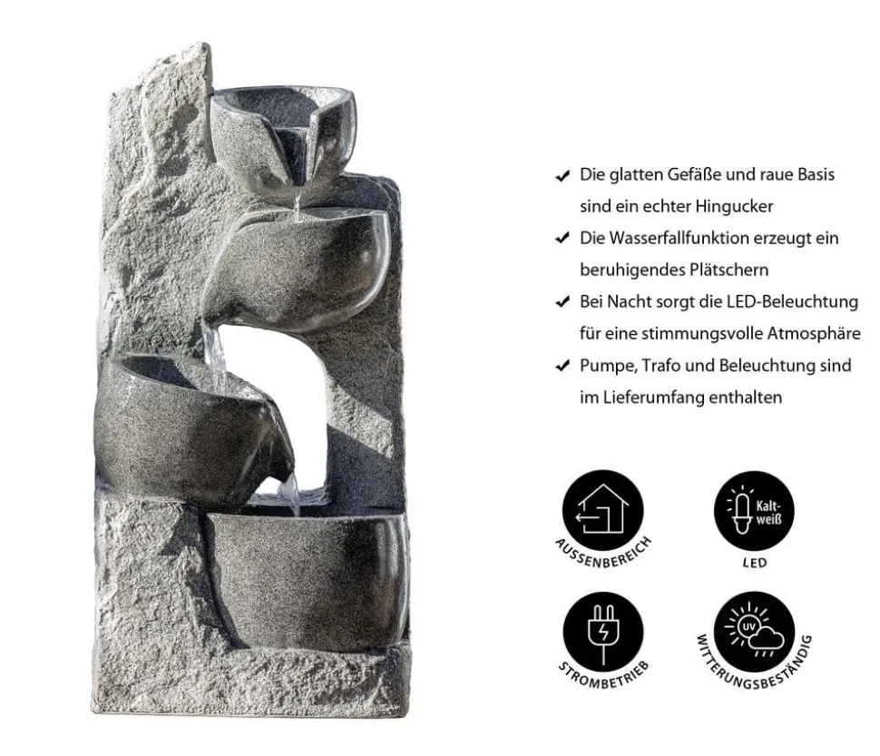 Dehner Polyresin-Gartenbrunnen Circ, solarfähig, ca. H89 cm