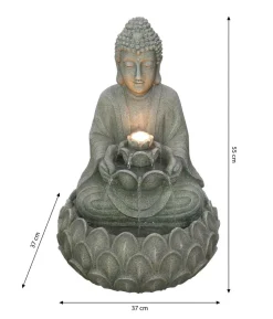 Dehner Polyresin-Gartenbrunnen Yoga, solarfähig, ca. H55 cm
