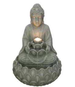 Dehner Polyresin-Gartenbrunnen Yoga, solarfähig, ca. H55 cm