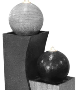 Dehner Polyresin-Gartenbrunnen Ying Yang, solarfähig, ca. H94 cm