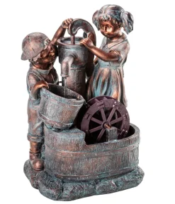 Dehner Polyresin-Gartenbrunnen Lea und Leon, solarfähig, ca. H68,5 cm