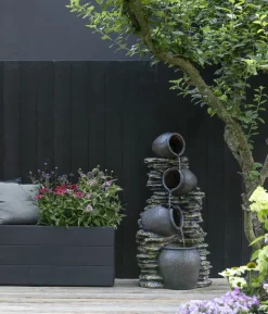Dehner Polyresin-Gartenbrunnen Krüge, solarfähig, ca. H118 cm