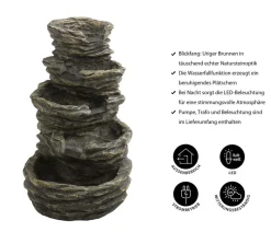 Dehner Polyresin-Gartenbrunnen Roccia, solarfähig, ca.H99 cm