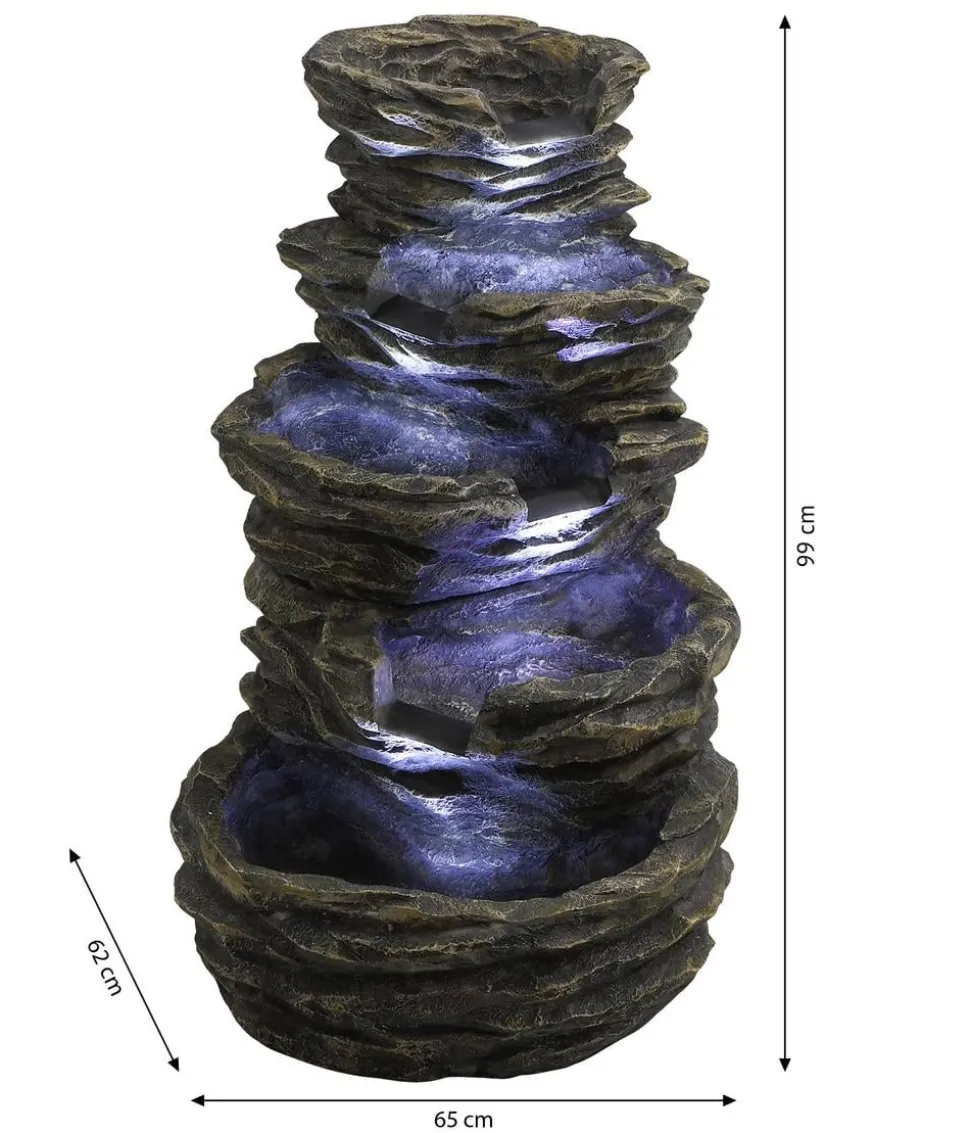 Dehner Polyresin-Gartenbrunnen Roccia, solarfähig, ca.H99 cm