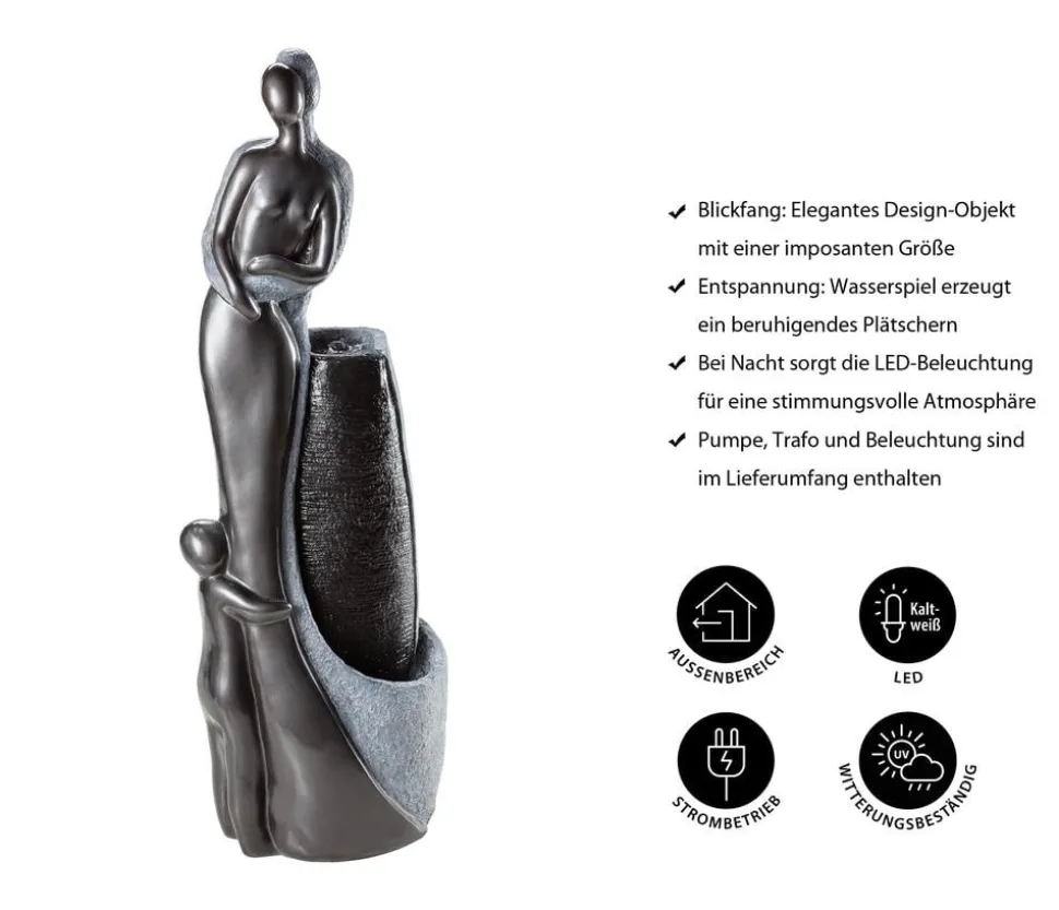 Dehner Polyresin-Gartenbrunnen Family, solarfähig, ca. H120 cm