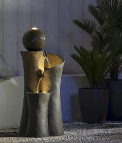 Dehner Polyresin-Gartenbrunnen Acapulco, solarfähig, ca. H100 cm