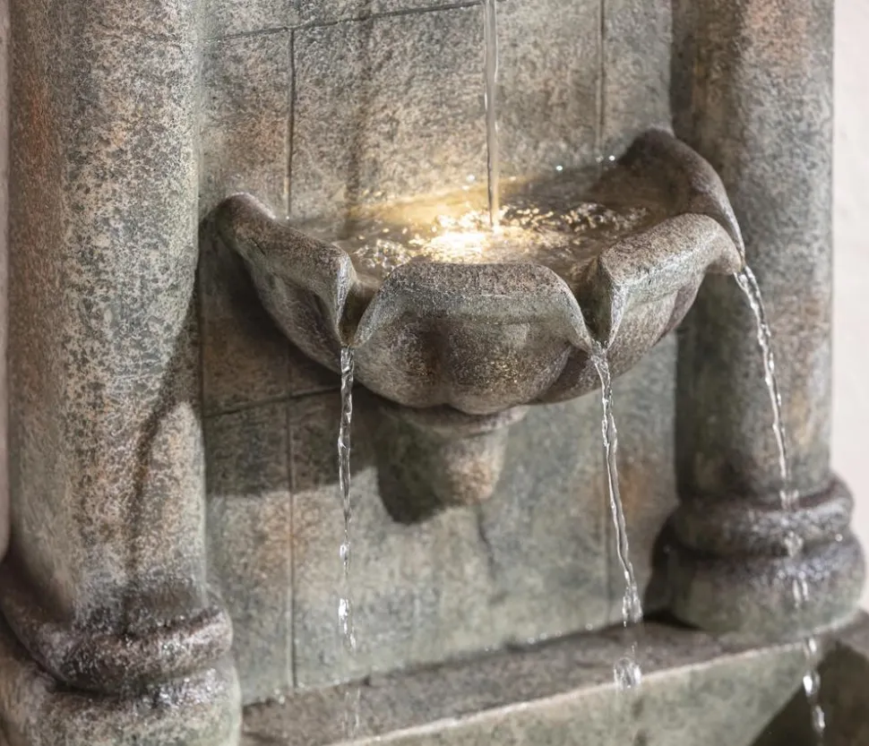 Dehner Polyresin-Wandbrunnen Faro, solarfähig, ca. H103,5 cm