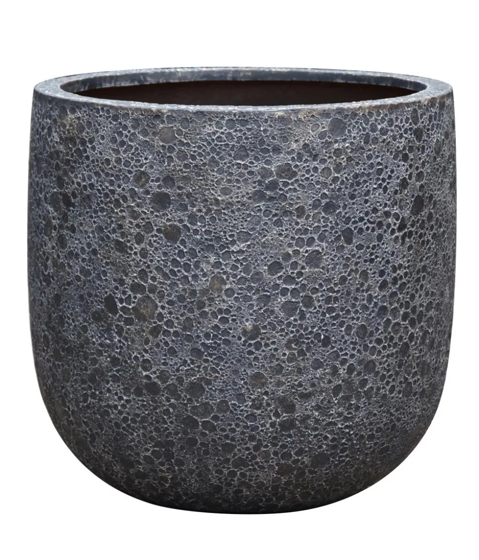 Dehner Polystone-Topf Lava, rund, schwarz