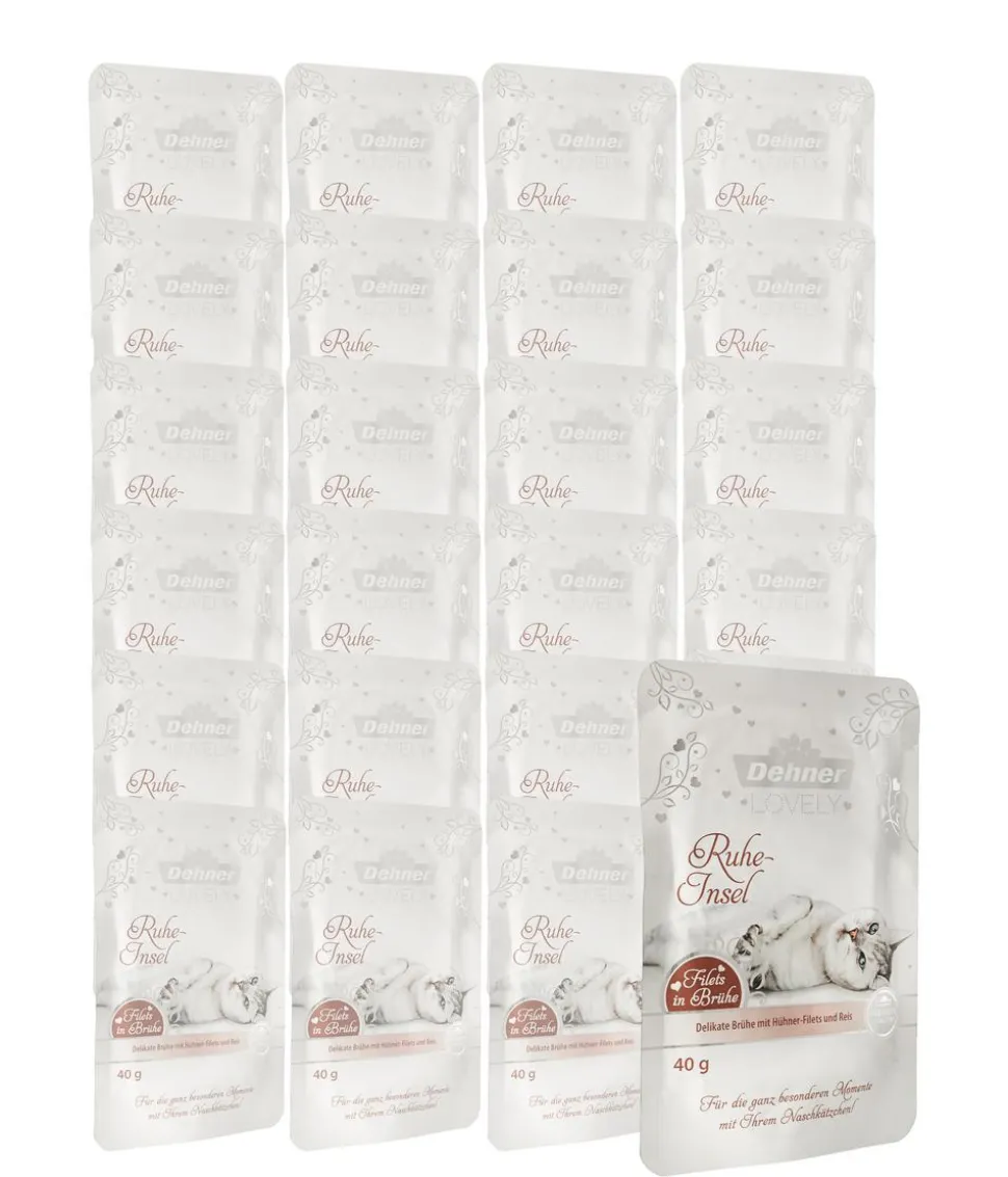 Dehner Premium Lovely Katzensnack Filets in Brühe Ruhe-Insel, 24 x 40 g