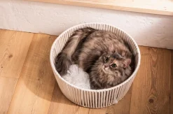 Dehner Premium Lovely Kuschelbett Erholung, rund, weiß, ca. Ø40/H18 cm