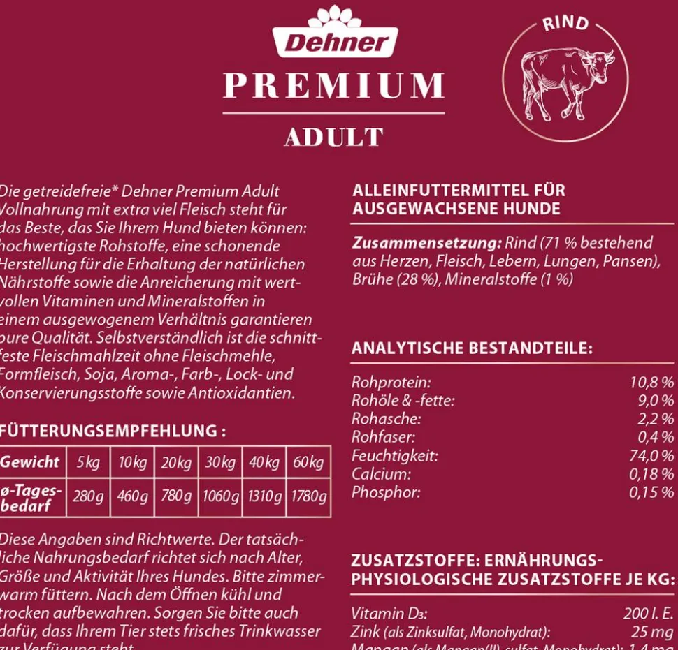 Dehner Premium Nassfutter für Hunde Adult