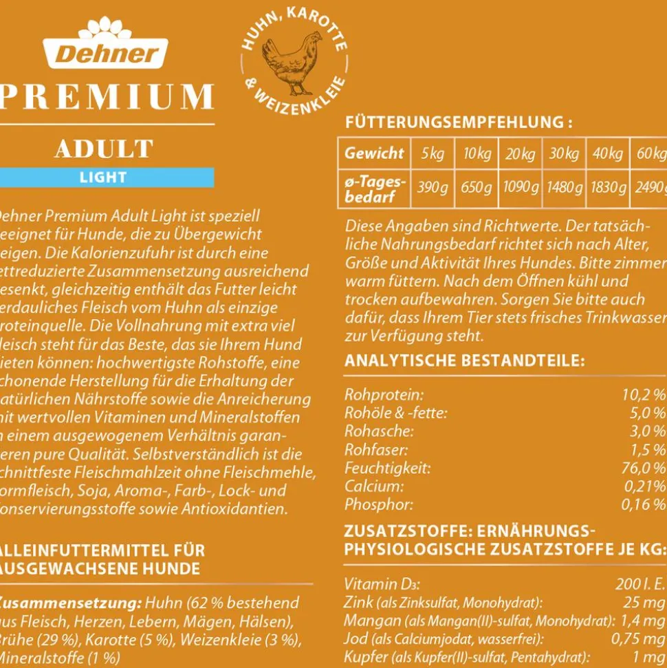 Dehner Premium Nassfutter für Hunde Adult Light