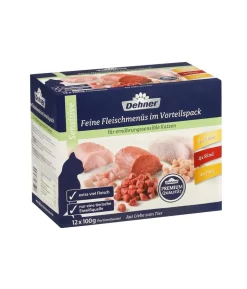 Dehner Premium Nassfutter für Katzen Feine Fleischmenüs im Vorteilspack Sensitive Adult, 12 x 100 g