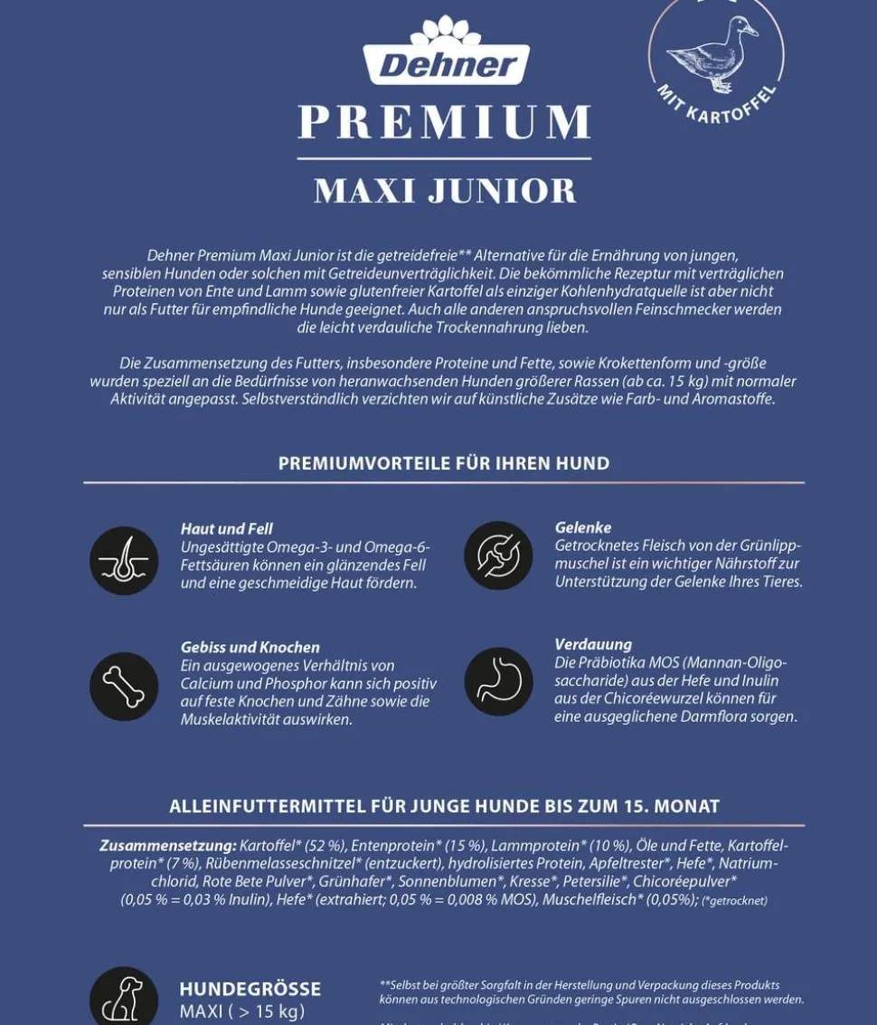 Dehner Premium Trockenfutter für Hunde Maxi Junior