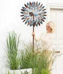Dehner Riesen Windrad, bronze/blau, ca. Ø61/H213 cm
