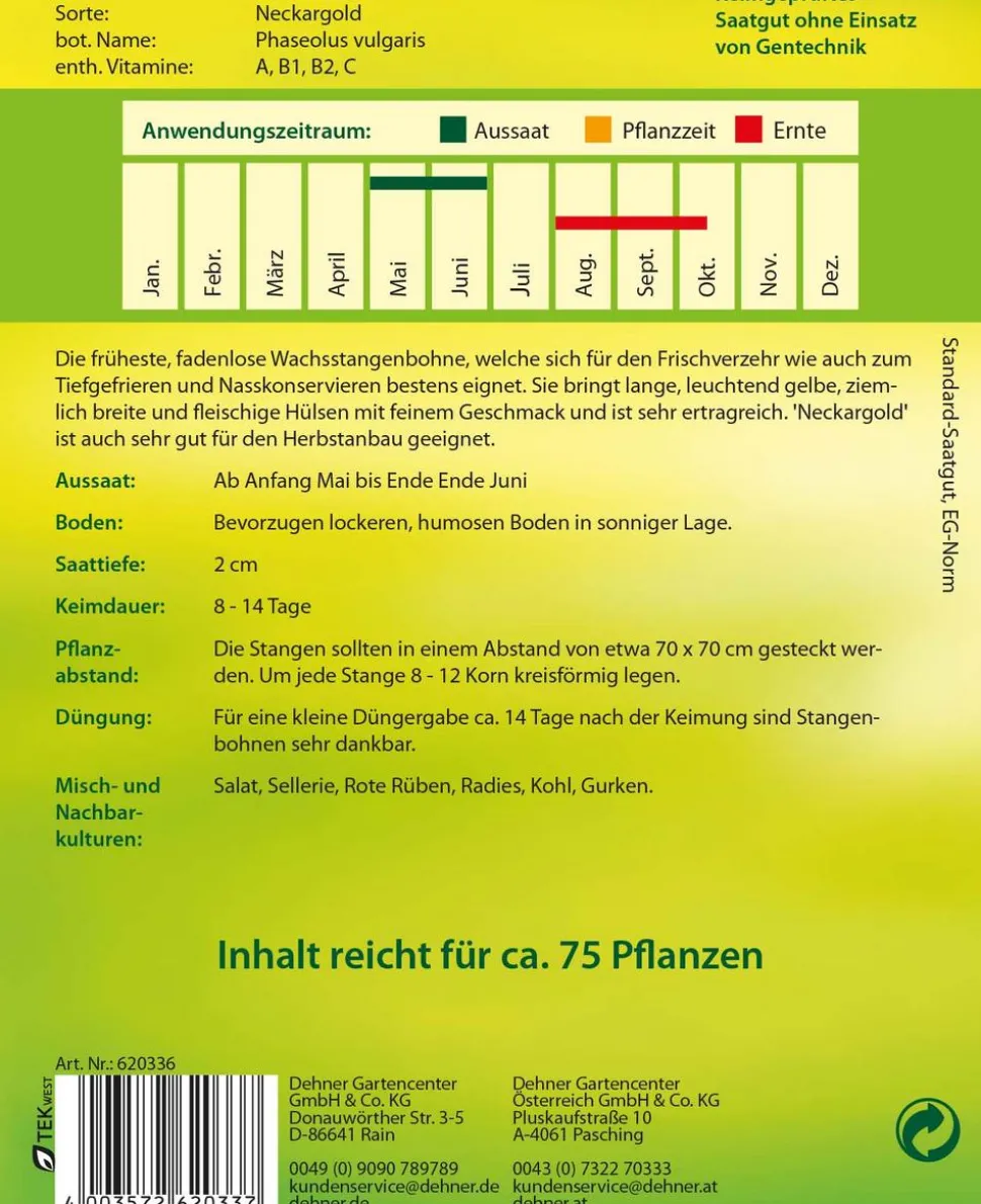 Dehner Samen Stangenbohnen 'Neckargold'