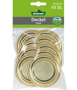 Dehner Schraubdeckel gold, für Einkochgläser, Ø58 mm, 10er-Set