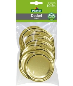 Dehner Schraubdeckel, gold, für Einkochgläser, Ø66 mm, 10er-Set