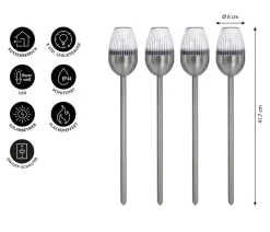 Dehner Solar-Edelstahlleuchte Jaro, 4er-Set