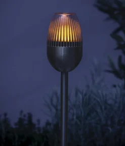 Dehner Solar-Edelstahlleuchte, gerillt, 4er-Set