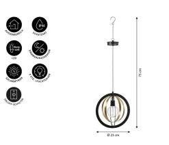 Dehner Solar-Hängelampe Enna, ca. Ø23/H73 cm
