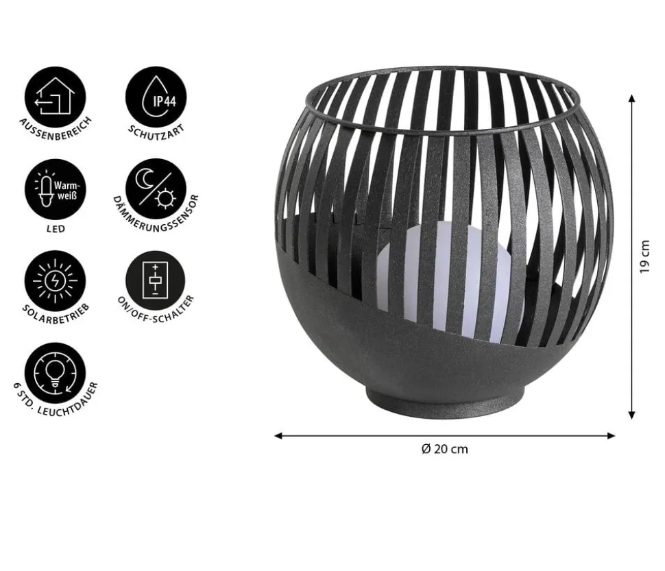 Dehner Solar-Lampe Mina, ca. Ø20/H19 cm