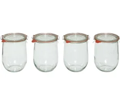 Dehner WECK® Tulpenglas, 1000 ml, inkl. Einkochringe & Klammern, 4er-Set