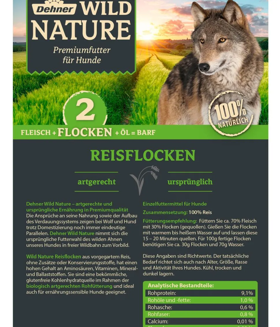 Dehner Wild Nature BARF-Ergänzungsfutter für Hunde Reisflocken