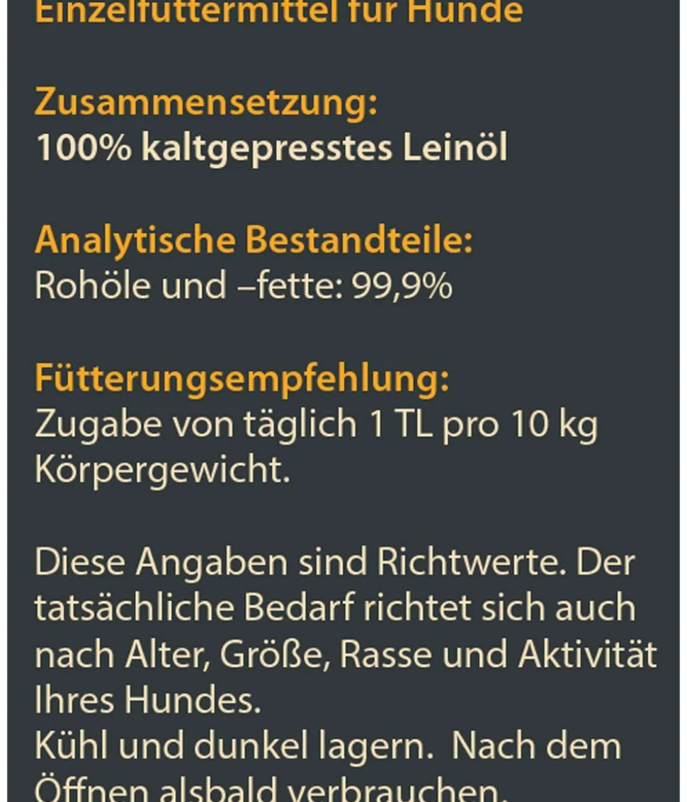 Dehner Wild Nature BARF-Ergänzungsfutter für Hunde Leinöl
