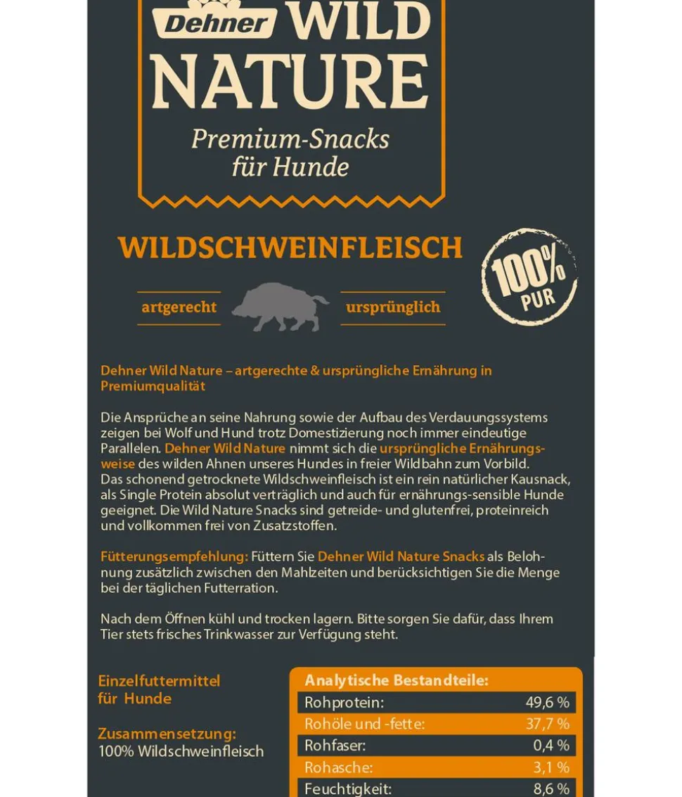 Dehner Wild Nature Hundesnack Wildschweinfleisch, 100 g
