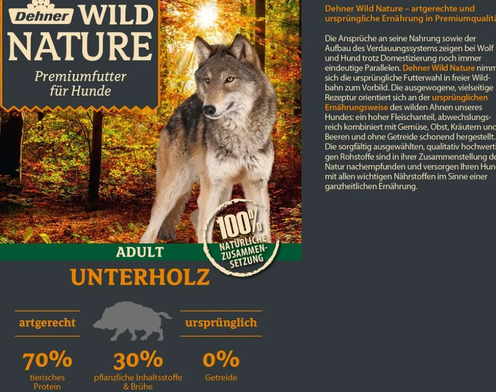 Dehner Wild Nature Nassfutter für Hunde Unterholz Adult, Wildschwein