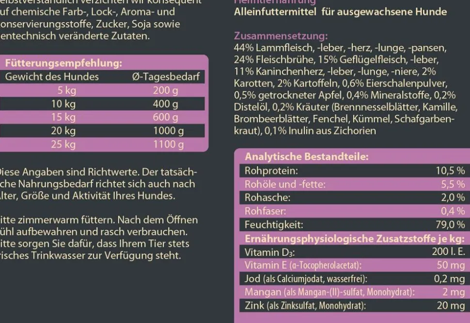 Dehner Wild Nature Nassfutter für Hunde Heidetal Adult, Kaninchen