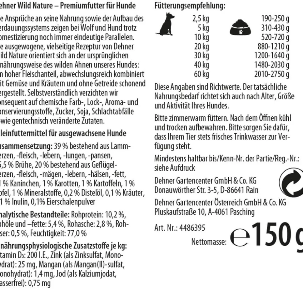 Dehner Wild Nature Nassfutter für Hunde Heidetal Adult, 11 x 150 g