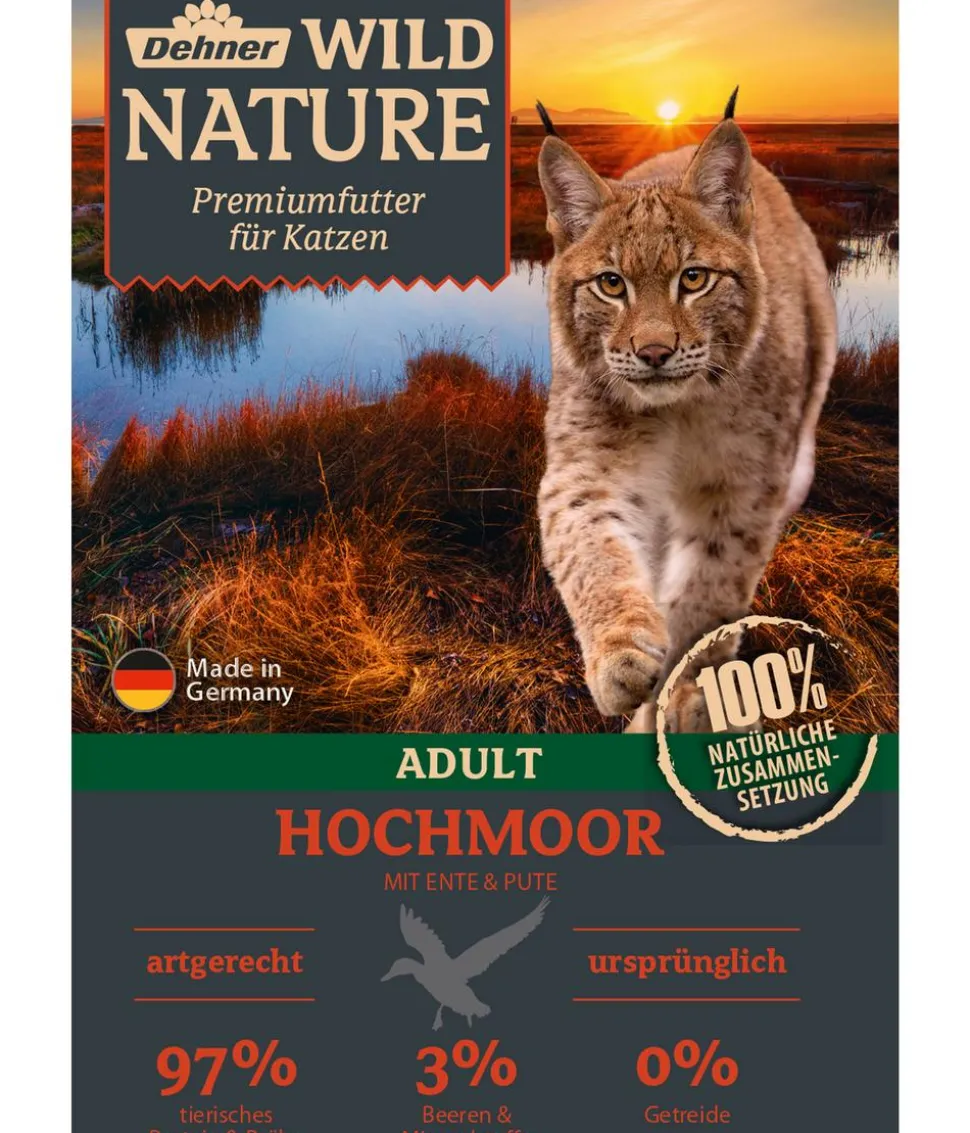 Dehner Wild Nature Nassfutter für Katzen Hochmoor Adult, Ente & Pute, 16 x 85 g