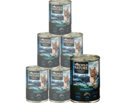 Dehner Wild Nature Nassfutter für Katzen Gebirgssee Adult, Lachs & Forelle, 6 x 200 g/400 g