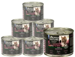 Dehner Wild Nature Nassfutter für Katzen Heidetal Adult, Kaninchen & Huhn, 6 x 200 g/400 g