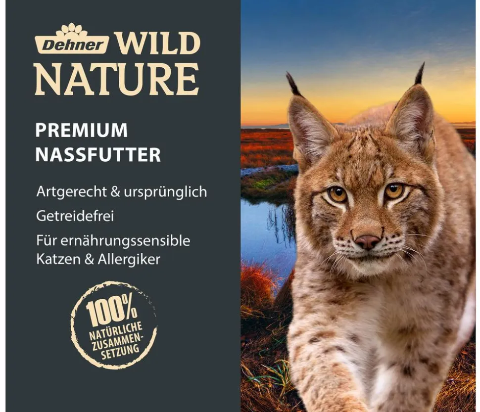 Dehner Wild Nature Nassfutter für Katzen Hochmoor Adult, Ente & Pute, 16 x 100 g