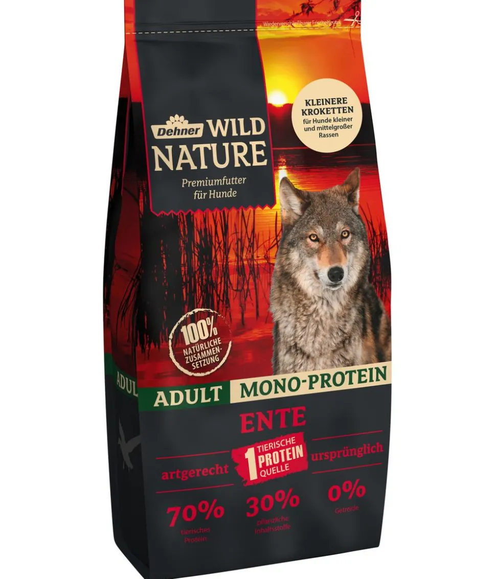 Dehner Wild Nature Trockenfutter für Hunde Mono-Protein Kleine Krokette Adult, Ente