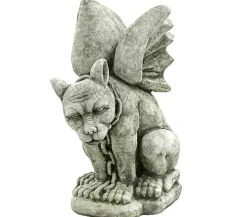 Denscho Stein-Drache sitzend mit Kette, 40 x 25 x 48 cm