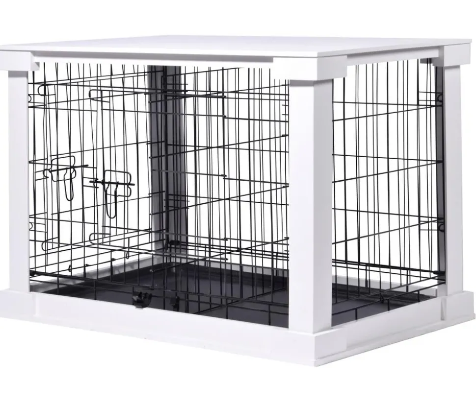 dobar® petlife Design-Hundekäfig, weiß, ca. B59/H83/T55 cm